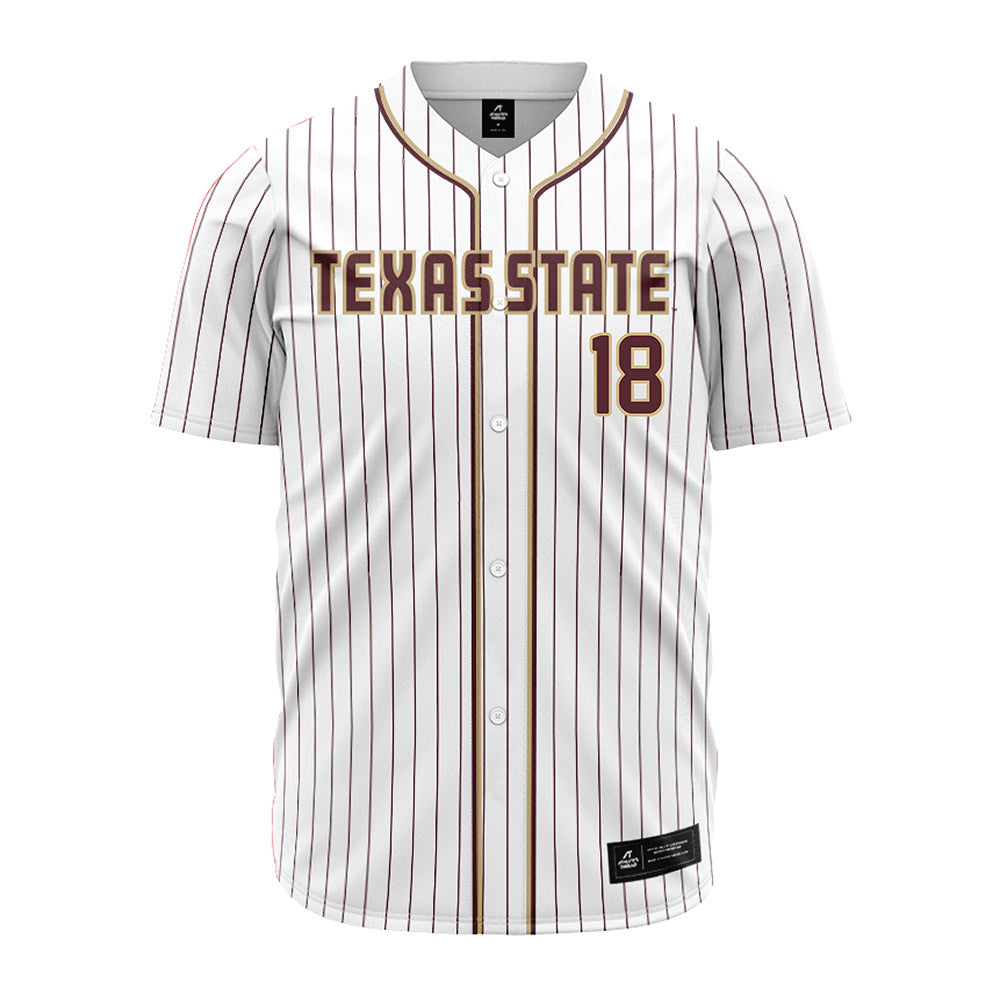 Texas State - NCAA Baseball : Jayden Stewart - White Jersey-0