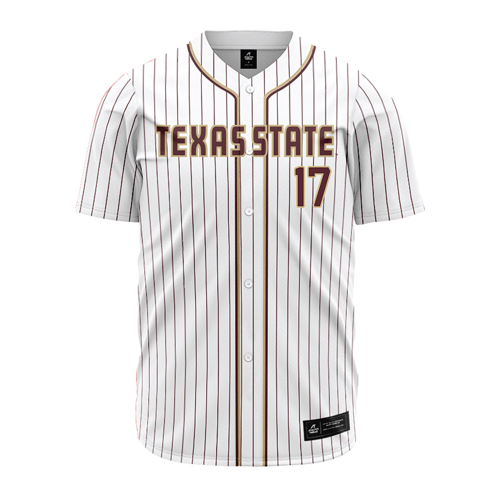 Texas State - NCAA Baseball : Logan Schultz - White Jersey-0