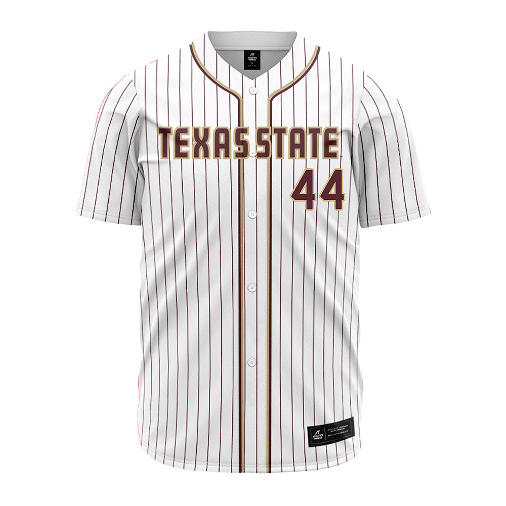 Texas State - NCAA Baseball : Jackson Cotton - White Jersey-0