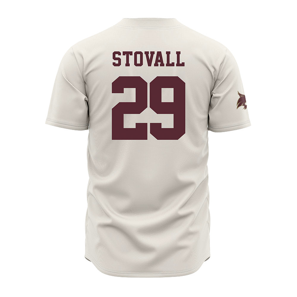 Texas State - NCAA Baseball : Kortland Stovall - Cream Jersey-1
