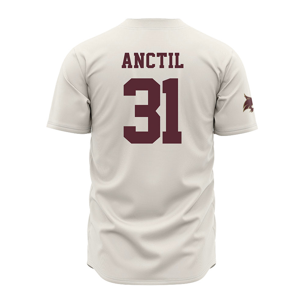 Texas State - NCAA Baseball : Justin Anctil - Cream Jersey-1