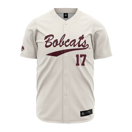 Texas State - NCAA Baseball : Logan Schultz - Cream Jersey-0