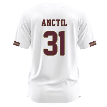 Texas State - NCAA Baseball : Justin Anctil - White Jersey-1