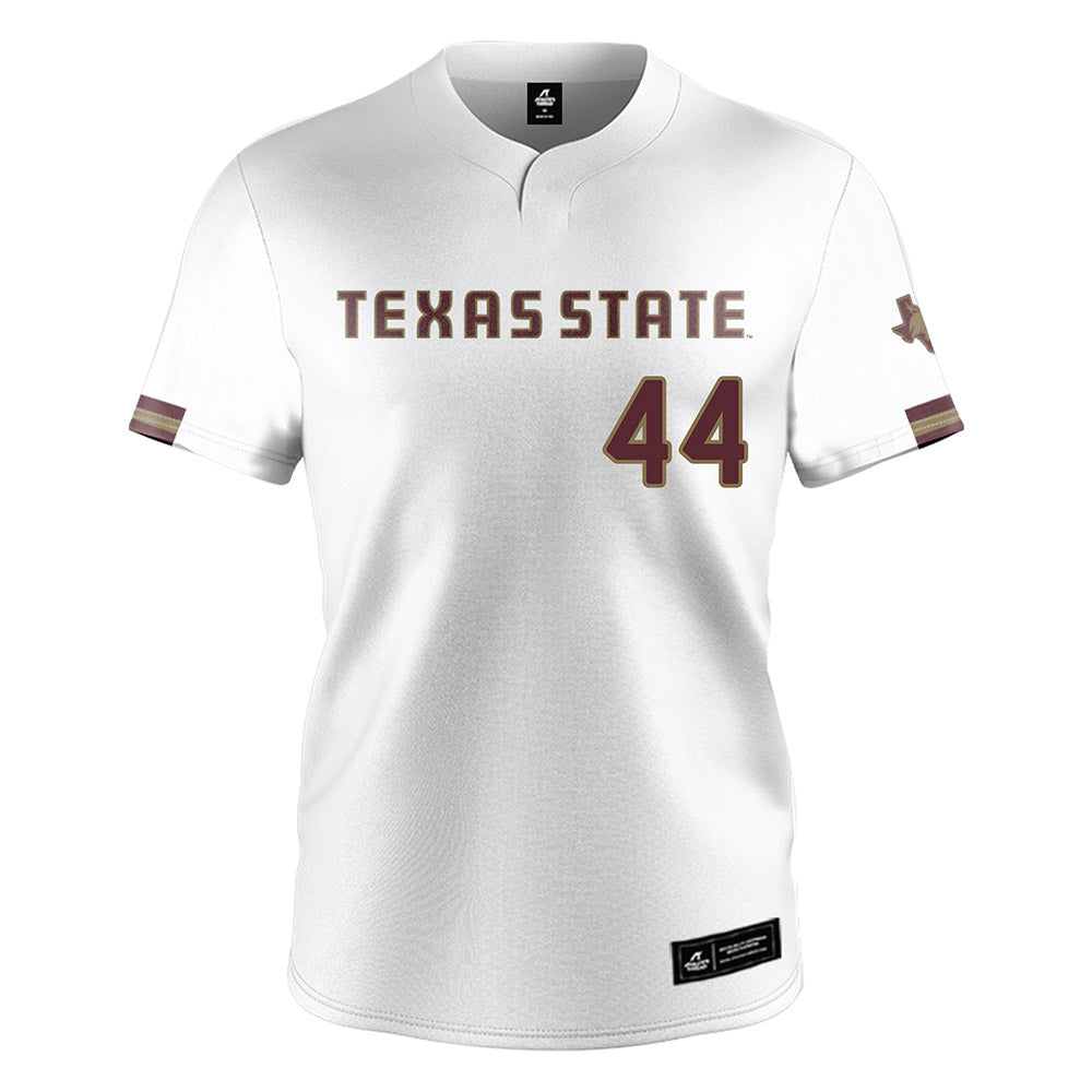 Texas State - NCAA Baseball : Jackson Cotton - White Jersey-0