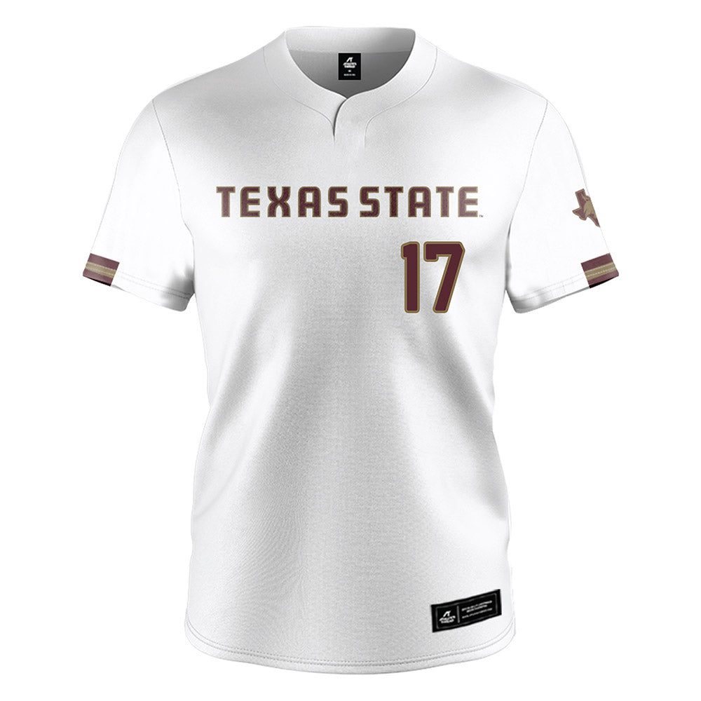 Texas State - NCAA Baseball : Logan Schultz - White Jersey-0