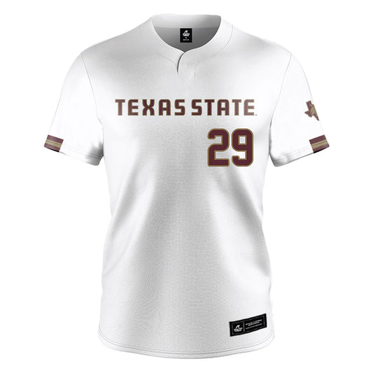 Texas State - NCAA Baseball : Kortland Stovall - White Jersey-0