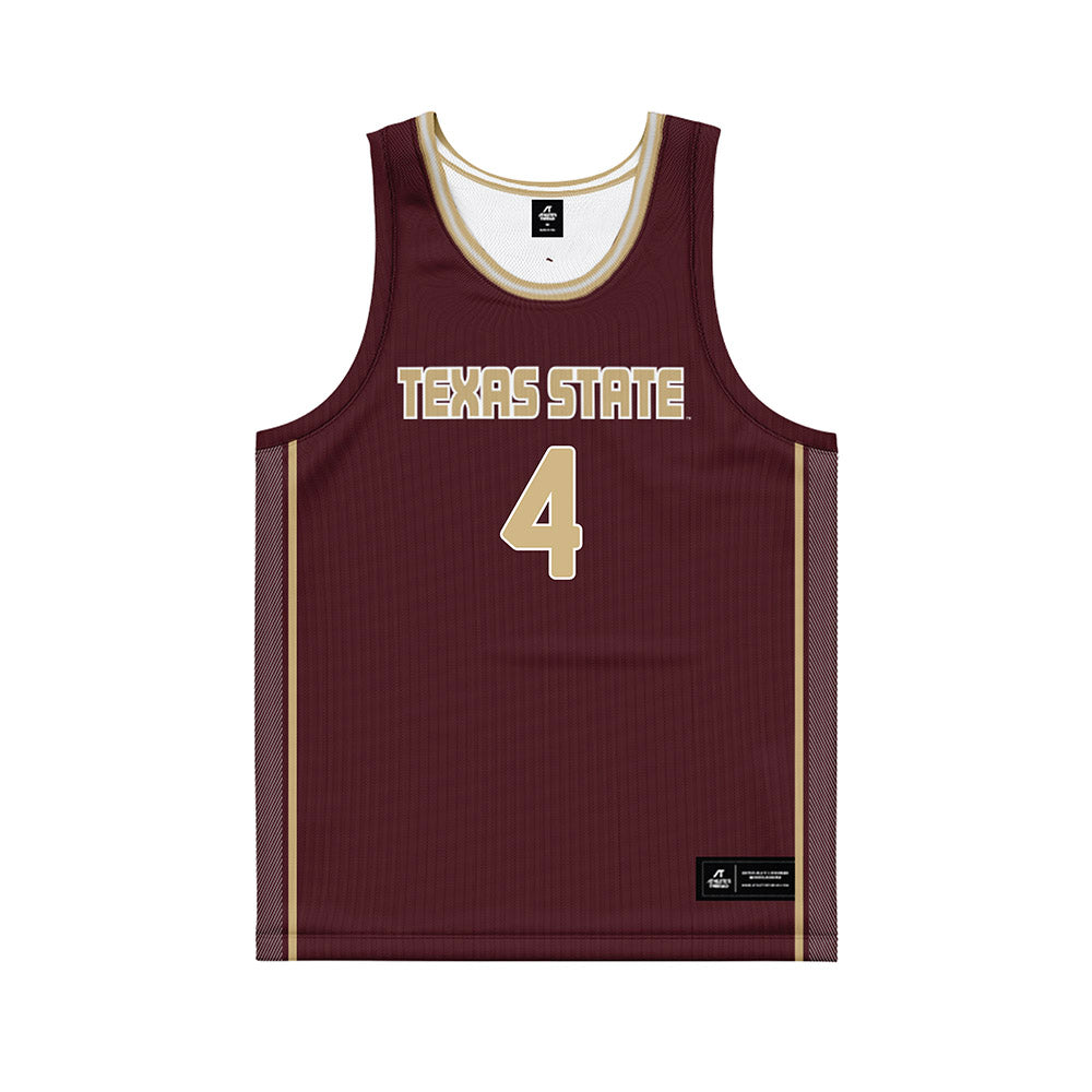 Texas State - NCAA Women's Basketball : Myla Harbor - Maroon Basketball Jersey-0