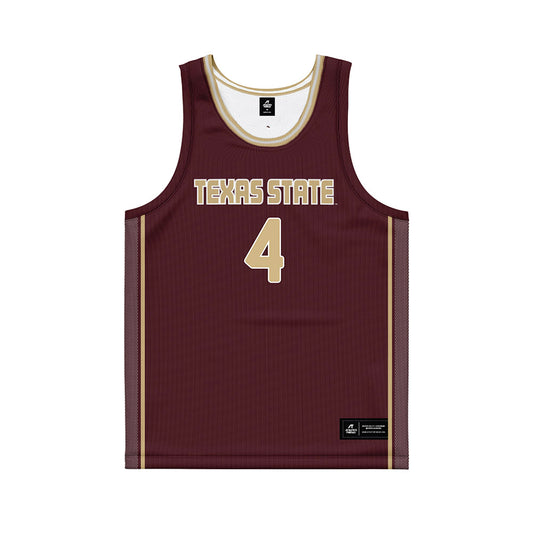 Texas State - NCAA Women's Basketball : Myla Harbor - Maroon Basketball Jersey-0