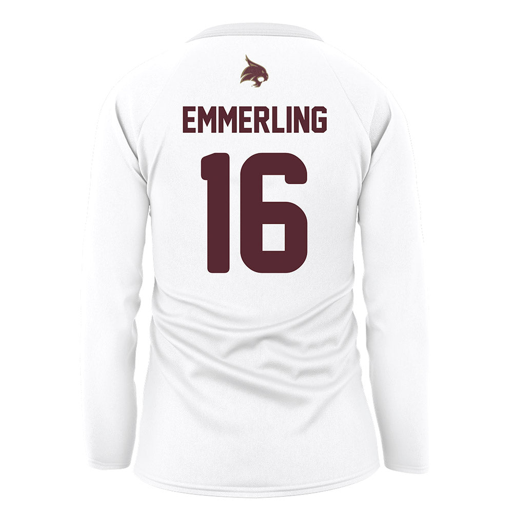 Texas State - NCAA Women's Volleyball : caelyn emmerling - White Volleyball Jersey