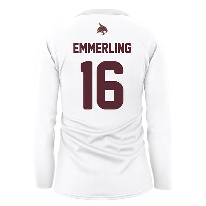 Texas State - NCAA Women's Volleyball : caelyn emmerling - White Volleyball Jersey