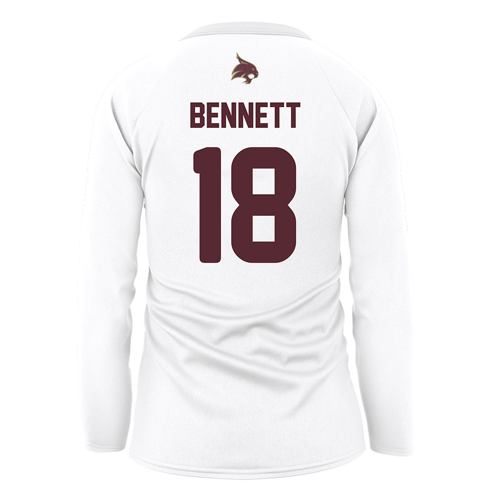 Texas State - NCAA Women's Volleyball : India Bennett - White Volleyball Jersey-1