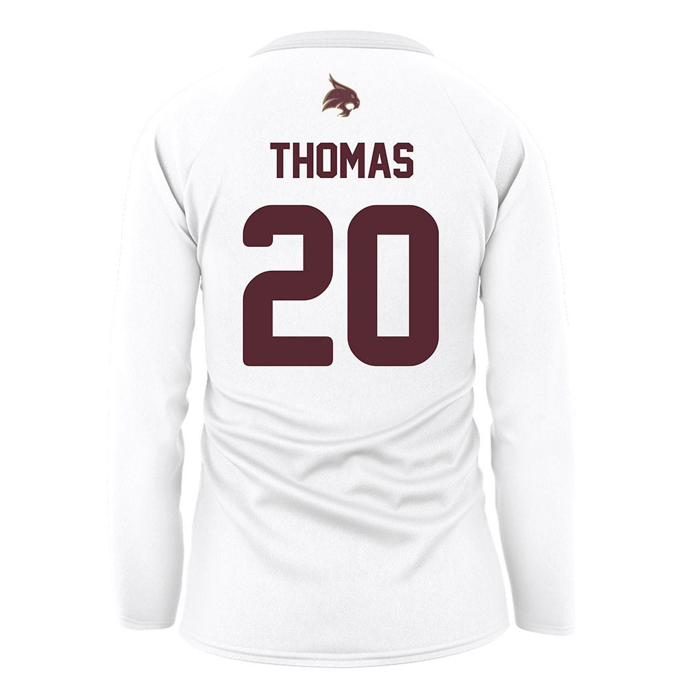 Texas State - NCAA Women's Volleyball : Savannah Thomas - White Volleyball Jersey-1