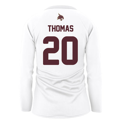 Texas State - NCAA Women's Volleyball : Savannah Thomas - White Volleyball Jersey-1