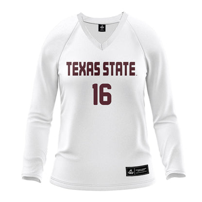 Texas State - NCAA Women's Volleyball : caelyn emmerling - White Volleyball Jersey