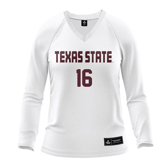 Texas State - NCAA Women's Volleyball : caelyn emmerling - White Volleyball Jersey