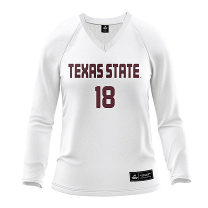 Texas State - NCAA Women's Volleyball : India Bennett - White Volleyball Jersey-0