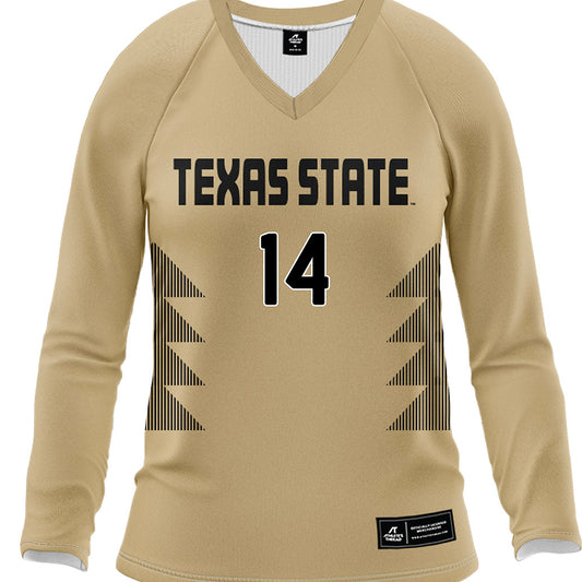Texas State - NCAA Women's Soccer : Matsuri Tsutsui - Gold Soccer Jersey-0