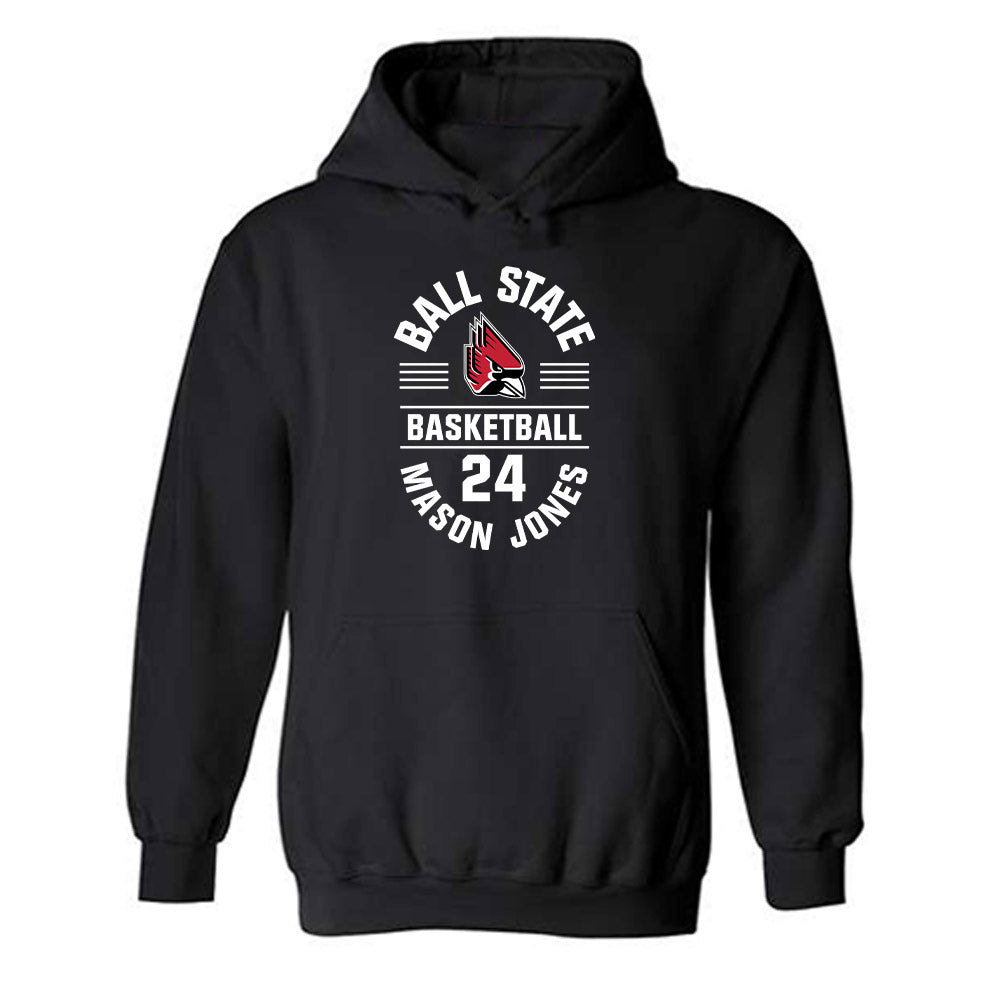 Ball State - NCAA Men's Basketball : Mason Jones - Classic Fashion Shersey Hooded Sweatshirt-0
