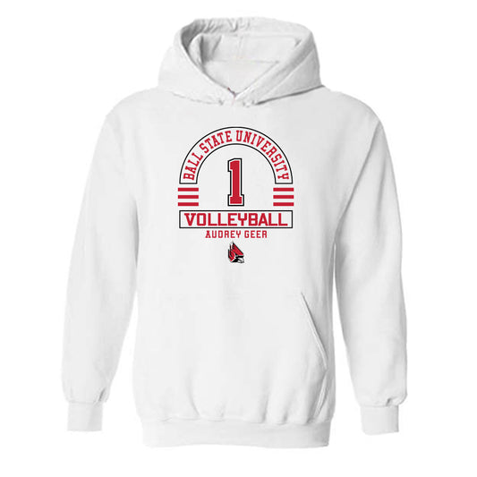 Ball State - NCAA Women's Volleyball : Audrey Geer - Classic Fashion Shersey Hooded Sweatshirt-0