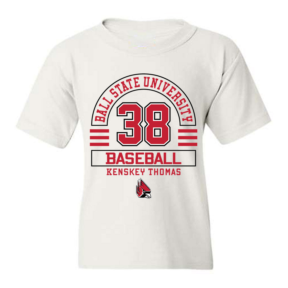 Ball State - NCAA Baseball : Kenskey Thomas - Classic Fashion Shersey Youth T-Shirt-0