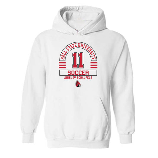 Ball State - NCAA Women's Soccer : Ainsley Schaufele - Classic Fashion Shersey Hooded Sweatshirt-0