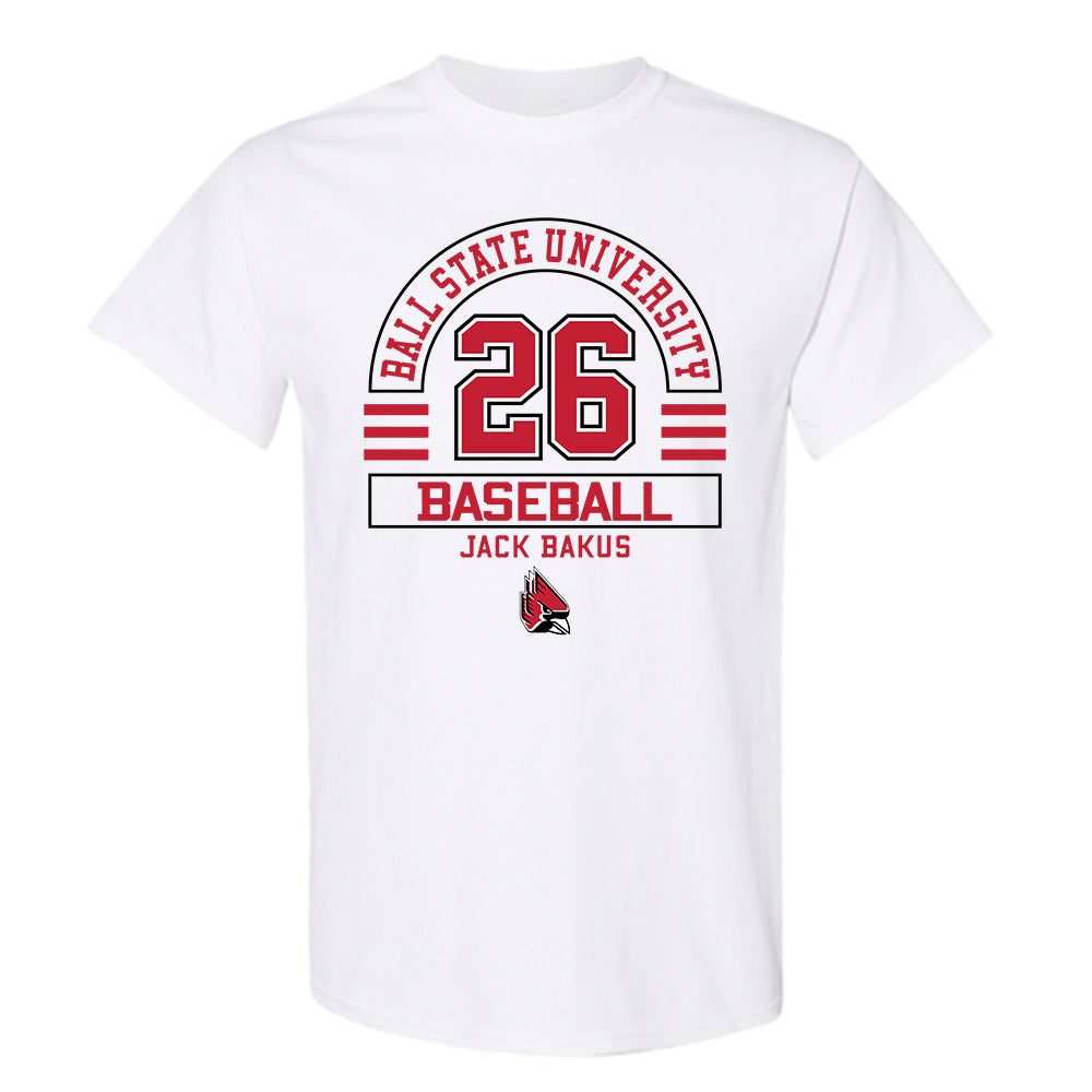 Ball State - NCAA Baseball : Jack Bakus - Classic Fashion Shersey T-Shirt-0