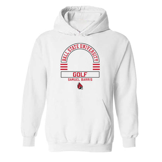 Ball State - NCAA Men's Golf : Samuel Harris - Classic Fashion Shersey Hooded Sweatshirt-0