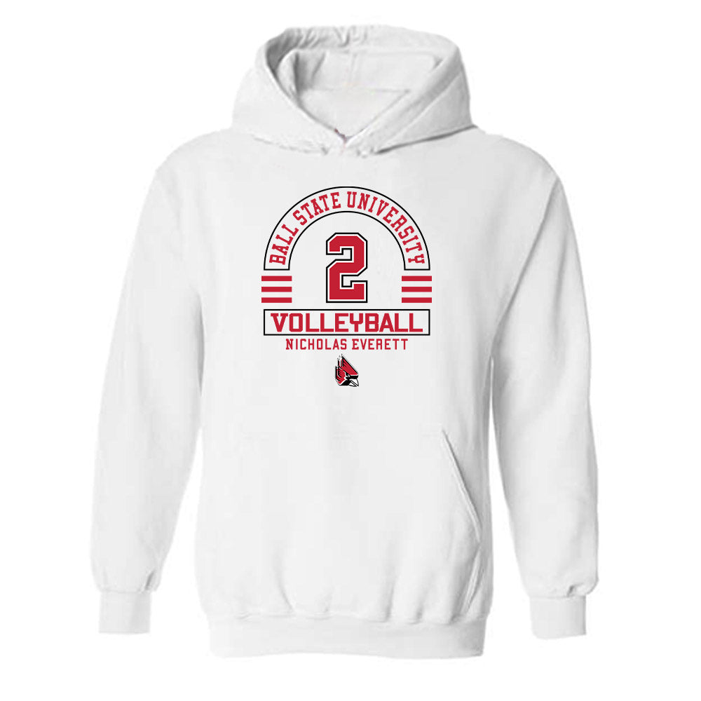 Ball State - NCAA Men's Volleyball : Nicholas Everett - Classic Fashion Shersey Hooded Sweatshirt-0