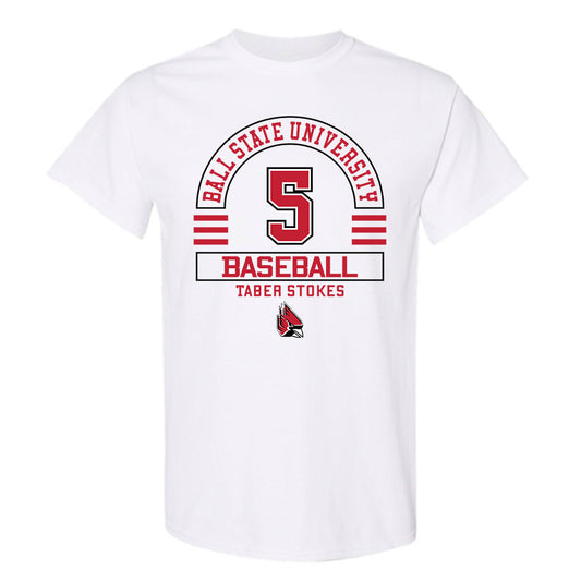 Ball State - NCAA Baseball : Taber Stokes - Classic Fashion Shersey T-Shirt-0