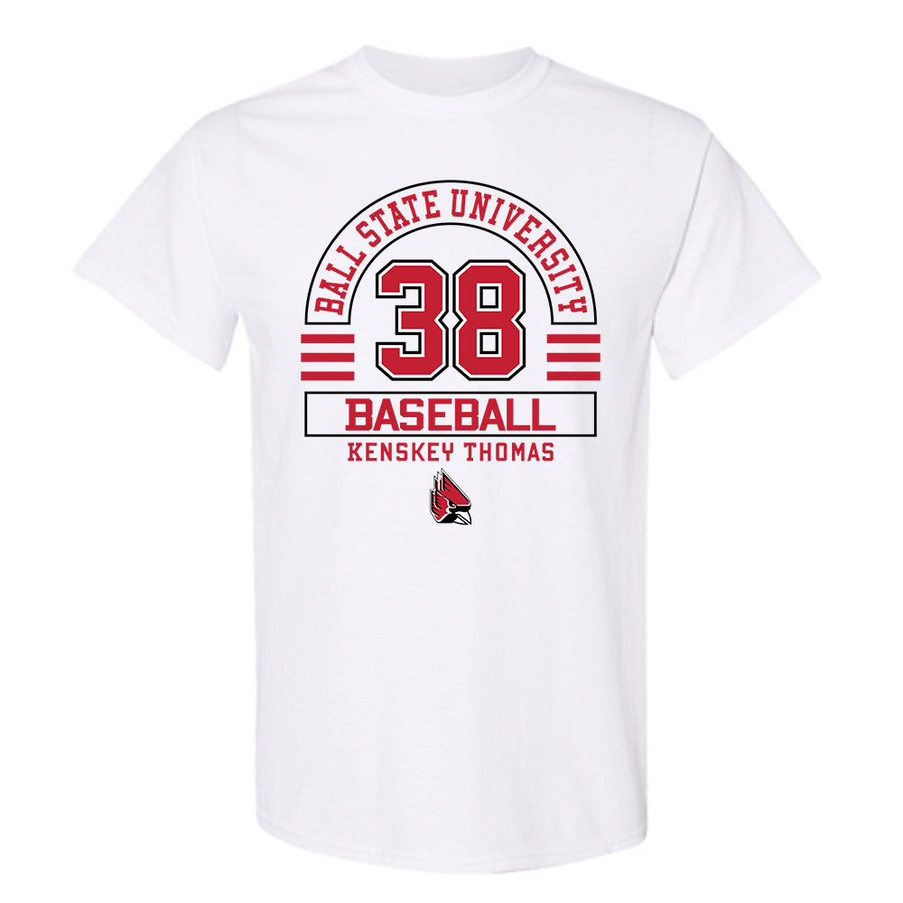Ball State - NCAA Baseball : Kenskey Thomas - Classic Fashion Shersey T-Shirt-0