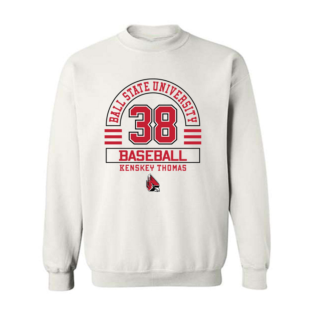 Ball State - NCAA Baseball : Kenskey Thomas - Classic Fashion Shersey Crewneck Sweatshirt-0