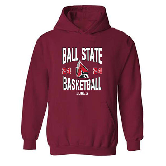 Ball State - NCAA Men's Basketball : Mason Jones - Classic Fashion Shersey Hooded Sweatshirt-0
