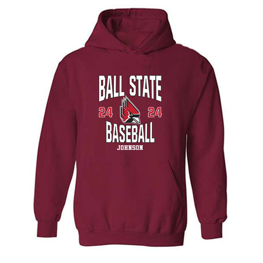 Ball State - NCAA Baseball : Keegan Johnson - Classic Fashion Shersey Hooded Sweatshirt-0