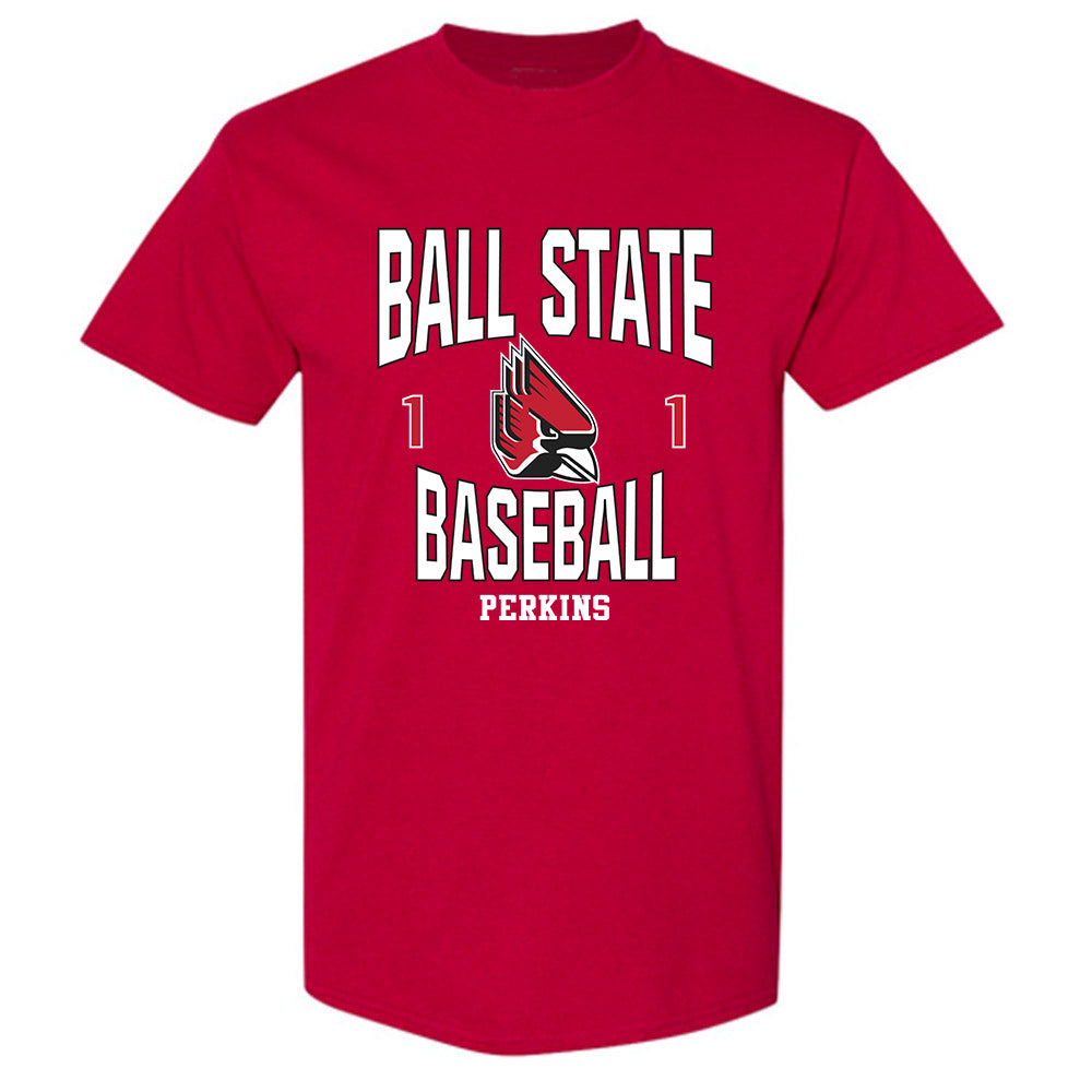 Ball State - NCAA Baseball : Maalik Perkins - Classic Fashion Shersey T-Shirt-0