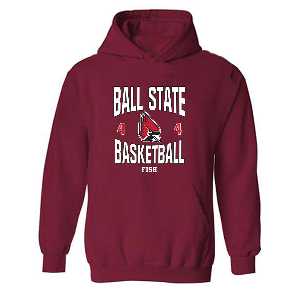 Ball State - NCAA Men's Basketball : Kayden Fish - Classic Fashion Shersey Hooded Sweatshirt-0