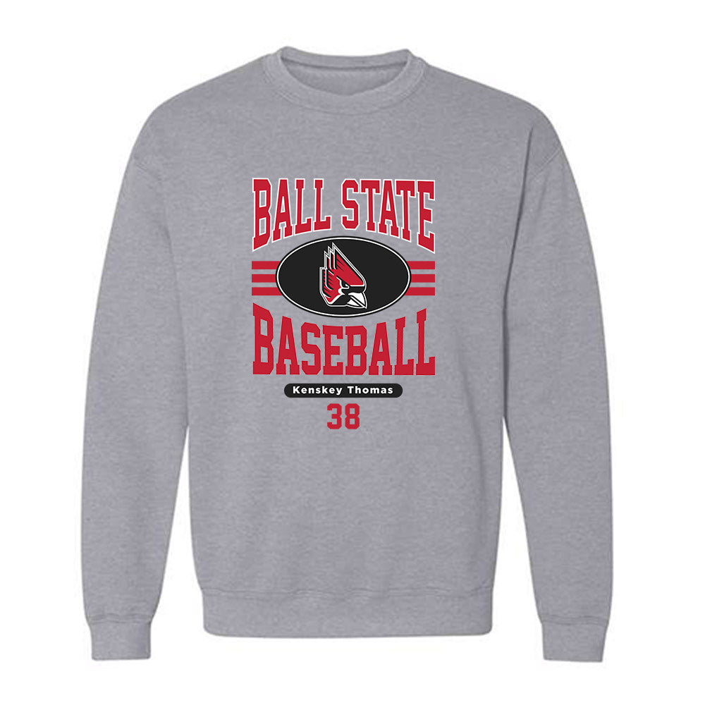 Ball State - NCAA Baseball : Kenskey Thomas - Classic Fashion Shersey Crewneck Sweatshirt-0
