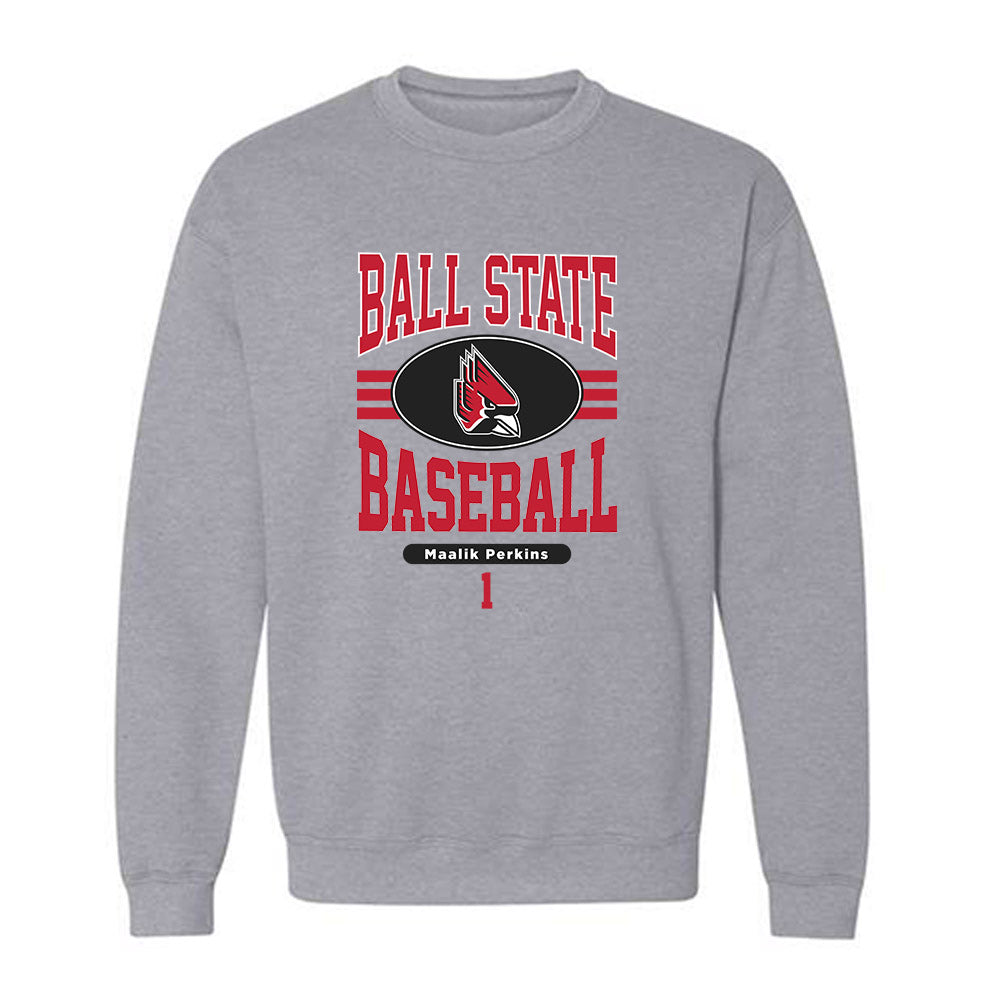 Ball State - NCAA Baseball : Maalik Perkins - Classic Fashion Shersey Crewneck Sweatshirt-0