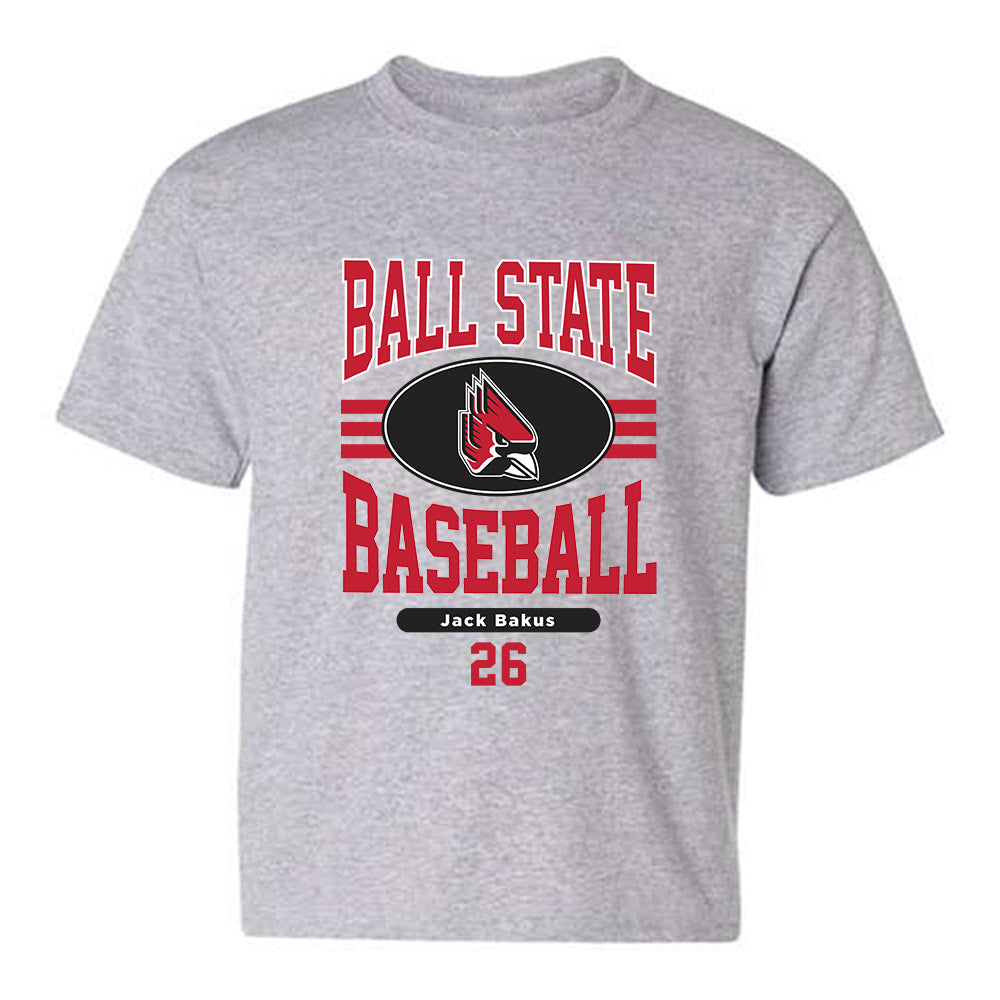 Ball State - NCAA Baseball : Jack Bakus - Classic Fashion Shersey Youth T-Shirt-0