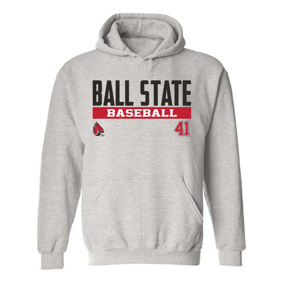 Ball State - NCAA Baseball : Joe Lafkas - Classic Fashion Shersey Hooded Sweatshirt-0