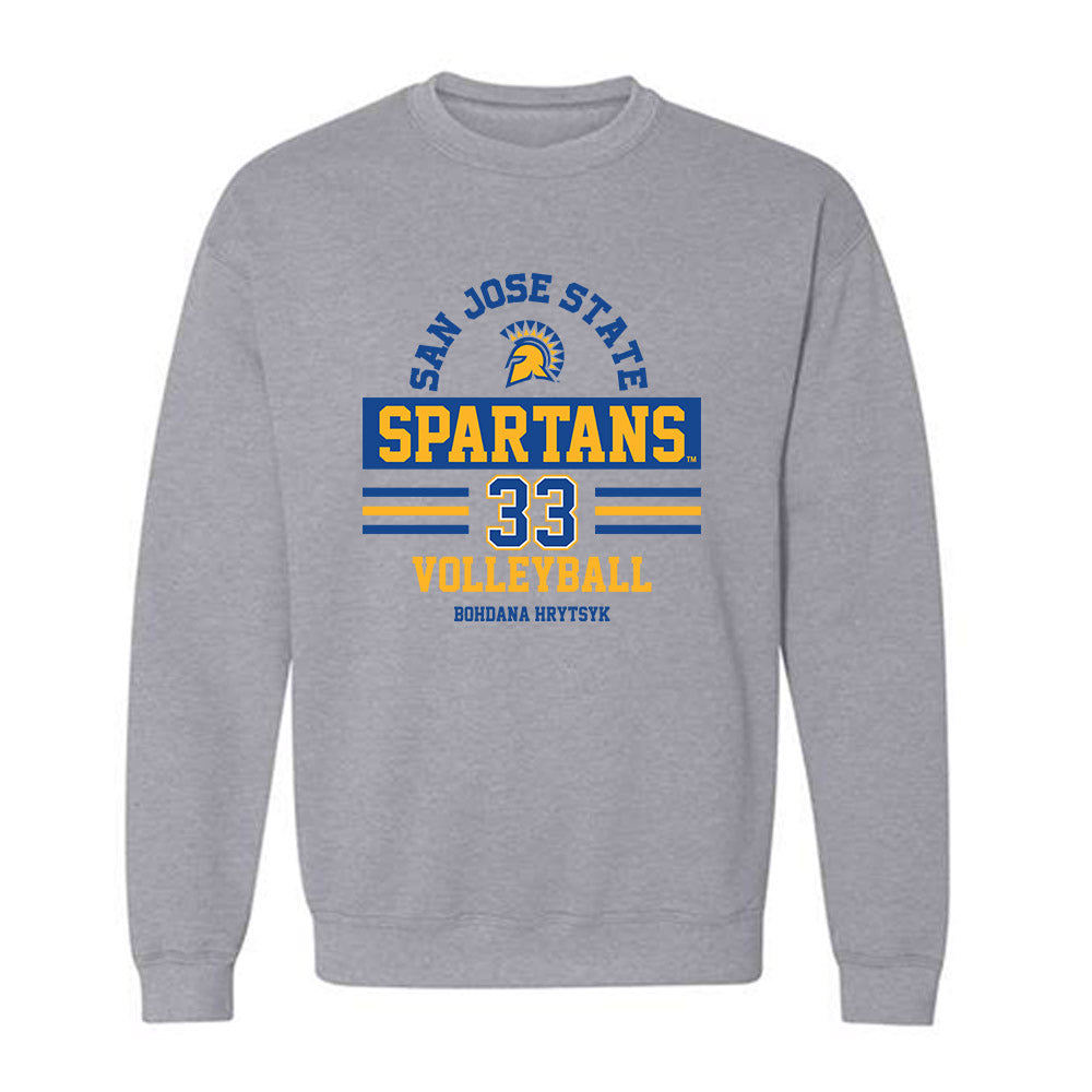 SJSU - NCAA Women's Volleyball : Bohdana Hrytsyk - Classic Fashion Shersey Crewneck Sweatshirt-0