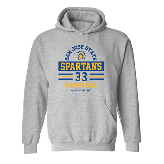 SJSU - NCAA Men's Basketball : Marcus Overstreet - Classic Fashion Shersey Hooded Sweatshirt-0