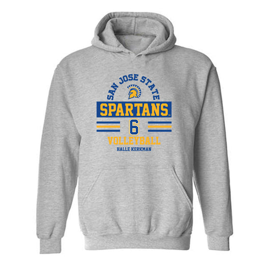SJSU - NCAA Women's Volleyball : Halle Kerkman - Classic Fashion Shersey Hooded Sweatshirt-0