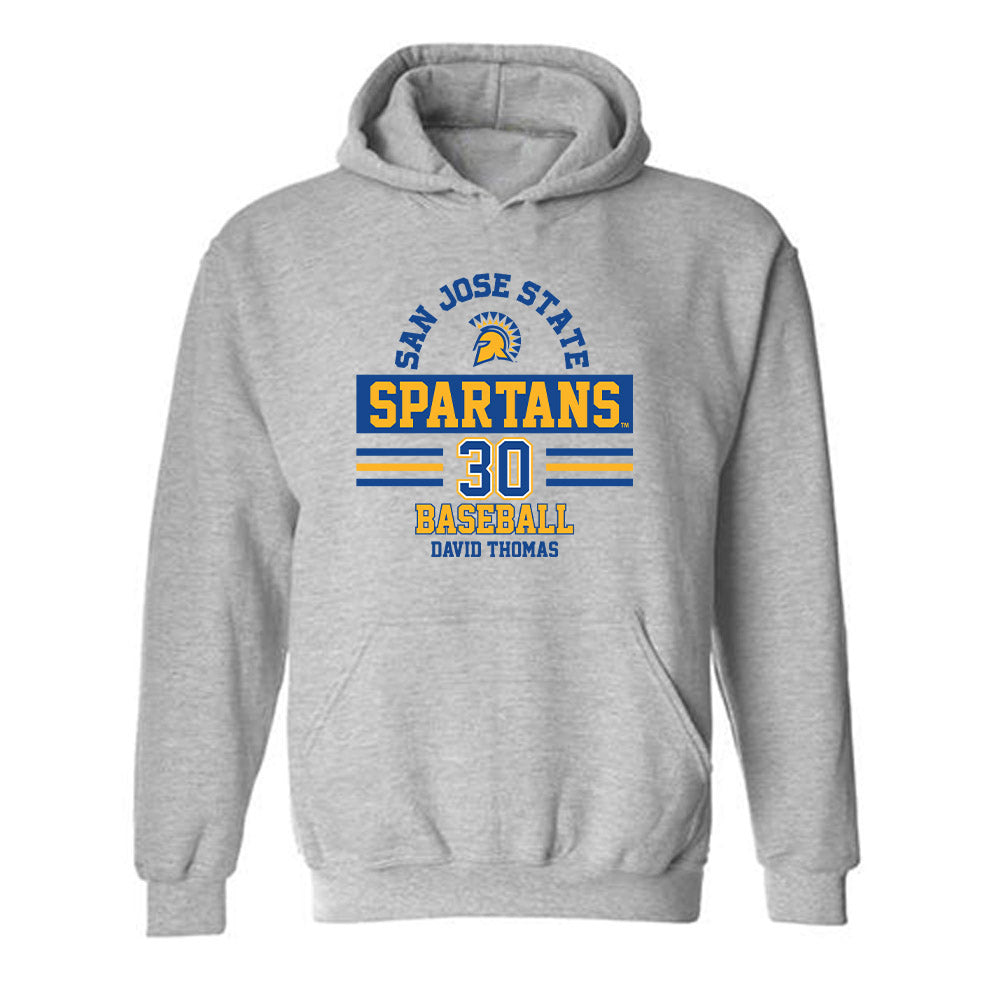 SJSU - NCAA Baseball : David Thomas - Classic Fashion Shersey Hooded Sweatshirt-0