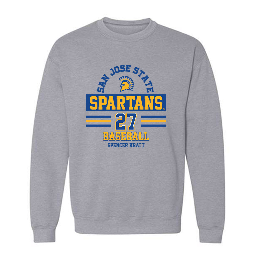 SJSU - NCAA Baseball : Spencer Kratt - Classic Fashion Shersey Crewneck Sweatshirt-0