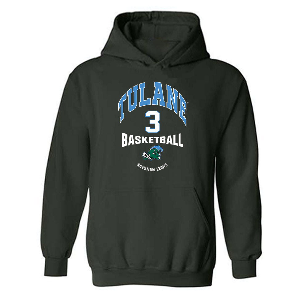 Tulane - NCAA Men's Basketball : Krystian Lewis - Classic Fashion Shersey Hooded Sweatshirt-0