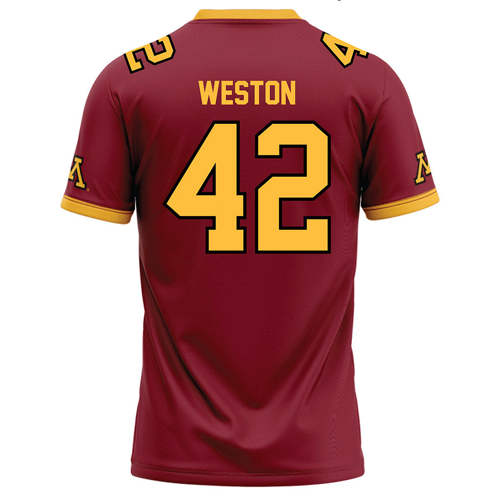 Minnesota - NCAA Football : Tom Weston - Maroon Football Jersey-1