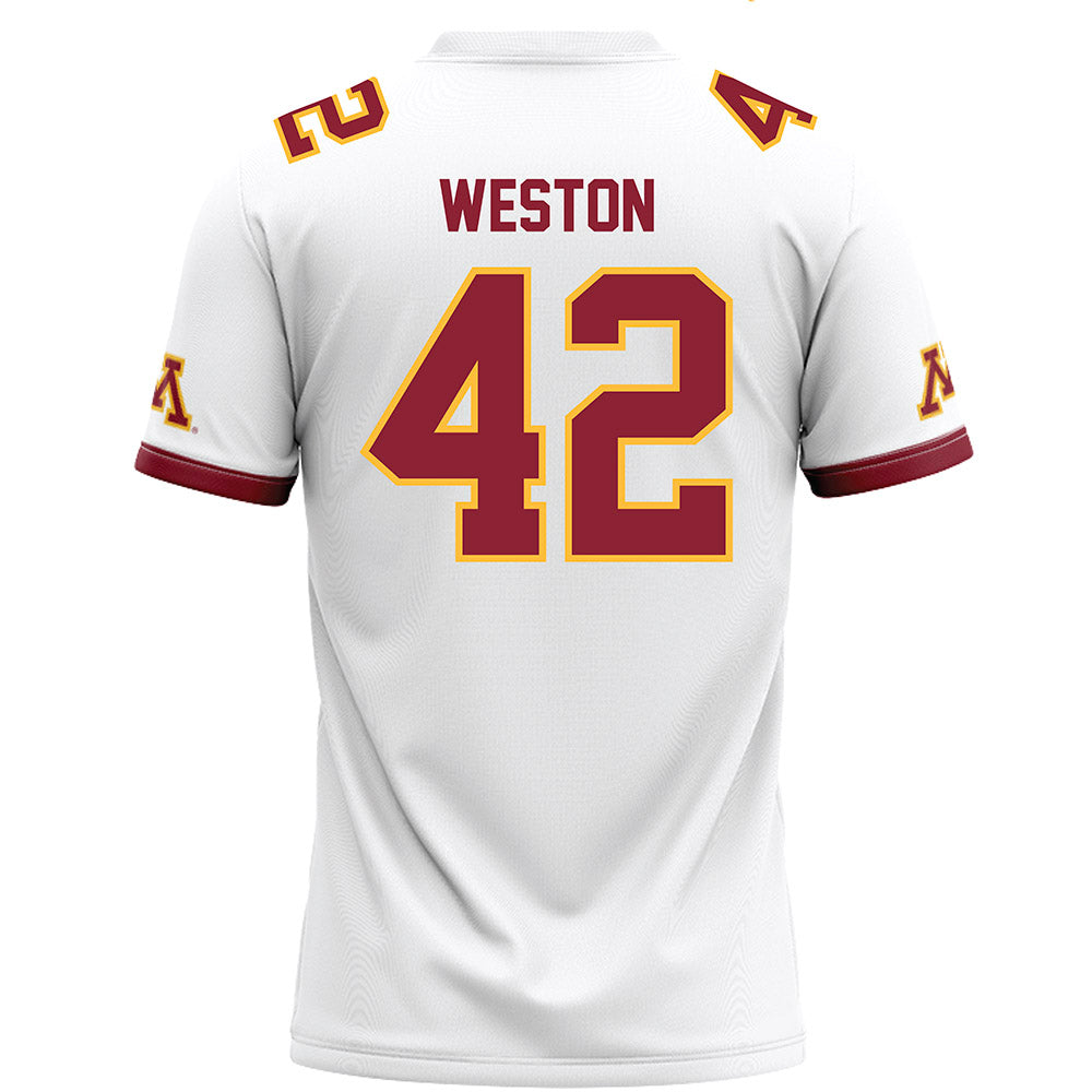 Minnesota - NCAA Football : Tom Weston - White Football Jersey-1