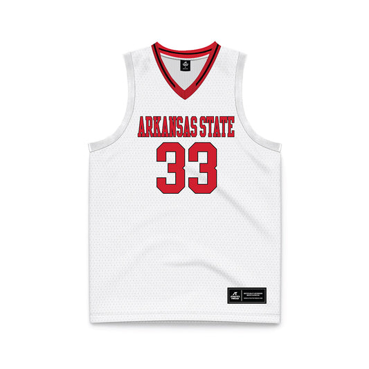 Arkansas State - NCAA Men's Basketball : Layne Taylor - White Basketball Jersey-0