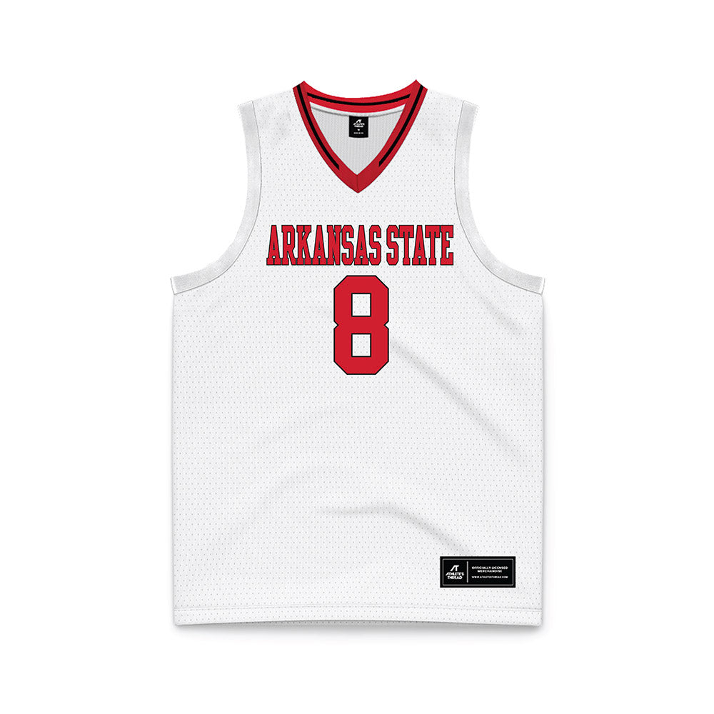 Arkansas State - NCAA Men's Basketball : Weston Honeycutt - White Basketball Jersey-0