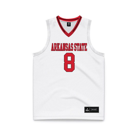 Arkansas State - NCAA Men's Basketball : Weston Honeycutt - White Basketball Jersey-0